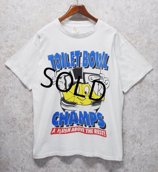 画像1: 90's ビンテージ【GUS MACKER】【TOILET BOWL CHAMPS】白【 Tシャツ】【サイズXL】  (1)
