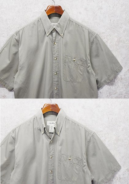 画像3: 90's~ ビンテージ【エディーバウアー】【Eddie Bauer】【カーキ】【無地】コットン【半袖シャツ】【BDシャツ】【サイズM】  (3)