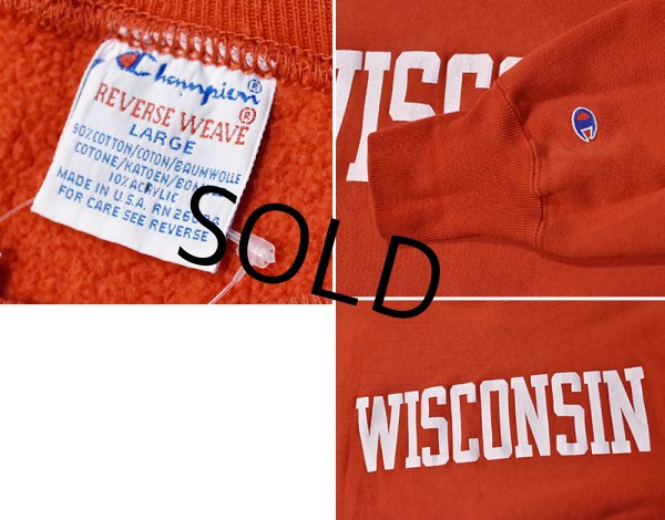 画像2: 90’s USA製 ビンテージ【Champion】チャンピオン【リバースウィーブ】WISCONSIN【赤】【スウェット】【サイズXL】  (2)