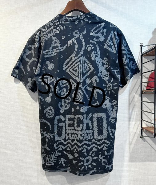 画像3: 【デッドストック】【USA製】【GECKO】ゲッコー【HAWAII】【ヤモリ】総柄 黒【Tシャツ】【サイズL】  (3)