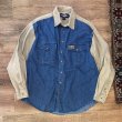 画像1: 【USA製】【ビンテージ】【RUFF HEWN】ラフ・ヒューン【青×ベージュ】袖切替【デニムシャツ】【サイズＬ】  (1)