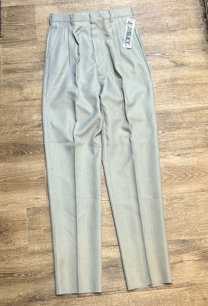 画像2: 90's デッドストック【ビンテージ】USA製【FOGLEY】【グレー】チェック柄【3タック】【スラックス】【W30】  (2)