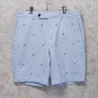 画像1: ビンテージ【ブルックスブラザーズ】【Brooks Brothers】白×水色【ストライプ】【シアサッカーパンツ】刺繍入り【ショーツ】半ズボン【短パン】【W34】  (1)