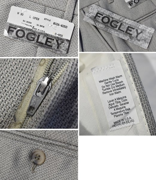画像3: 90's デッドストック【ビンテージ】USA製【FOGLEY】【グレー】チェック柄【3タック】【スラックス】【W30】  (3)