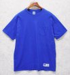 画像1: 90’s【USA製】【Russell】【ラッセル】ブルー【青】無地【コットン】ポケット付き【Tシャツ】【サイズL】  (1)