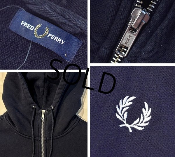画像2: 【フレッドペリー】Fred Perry 【黒】ロゴ入り【フルジップパーカー】【サイズL】  (2)