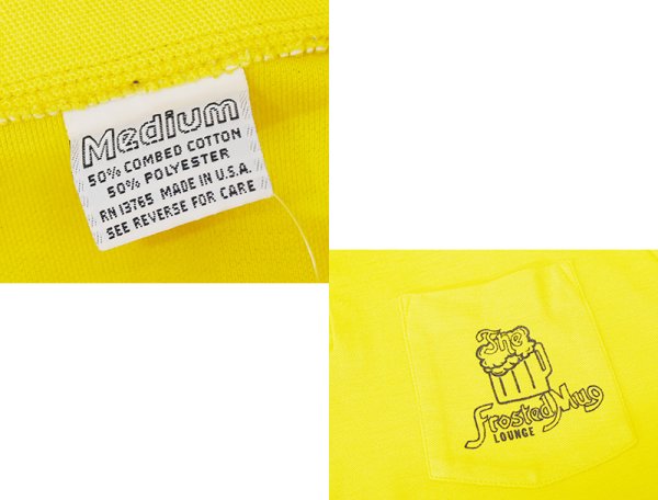 画像2: 90's【USA製】ビンテージ【The Frosted Mug LOUNGE】ビアラウンジ【黄色】【ポロシャツ】【サイズＭ】   (2)
