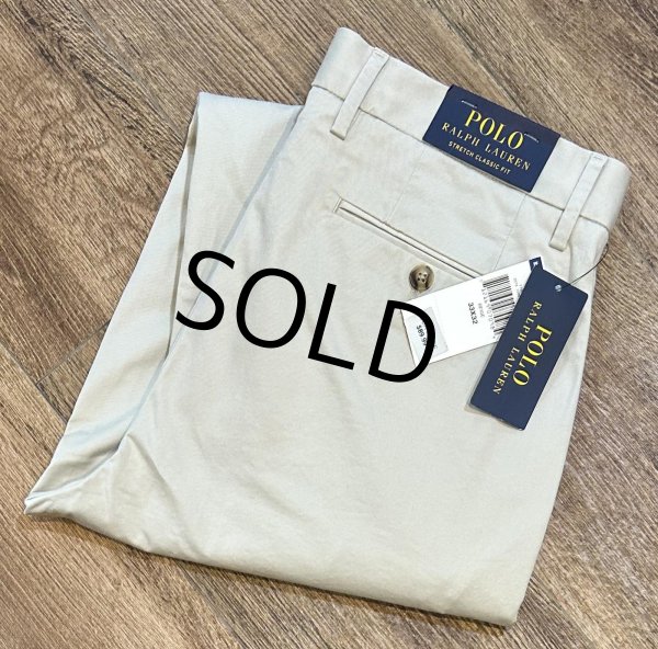 画像1: 未使用品【ラルフローレン】POLO RALPH LAUREN【ビンテージ】【ベージュ】【STRETCH CLASSIC FIT】【コットンパンツ】【33ｘ32】  (1)