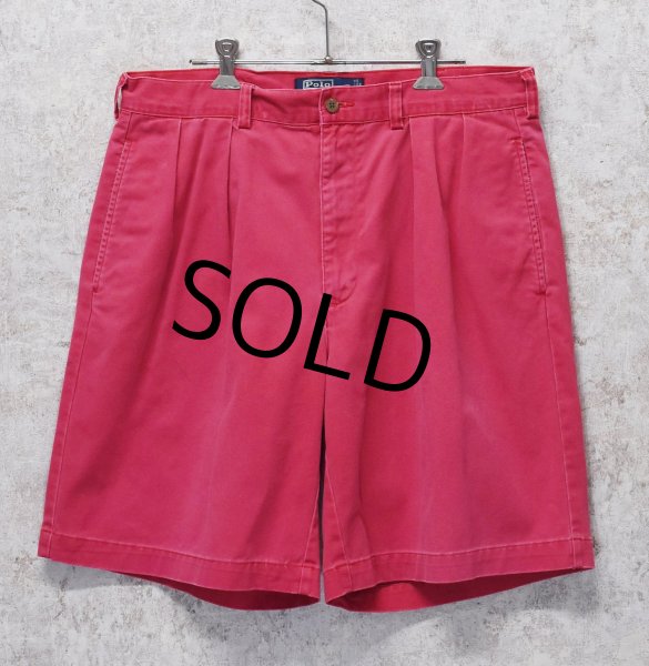 画像1: 【POLO RALPH LAUREN】オールドラルフローレン【TYLER SHORT】【赤】クラシックチノ【２タック】【ショートパンツ】【短パン】【コットンショーツ】【W34】  (1)