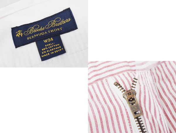 画像2: 【ブルックスブラザーズ】【BERMUDA SHORT】【赤×白】【シアサッカー地】【ストライプ柄】【ショートパンツ】【短パン】【W34】  (2)