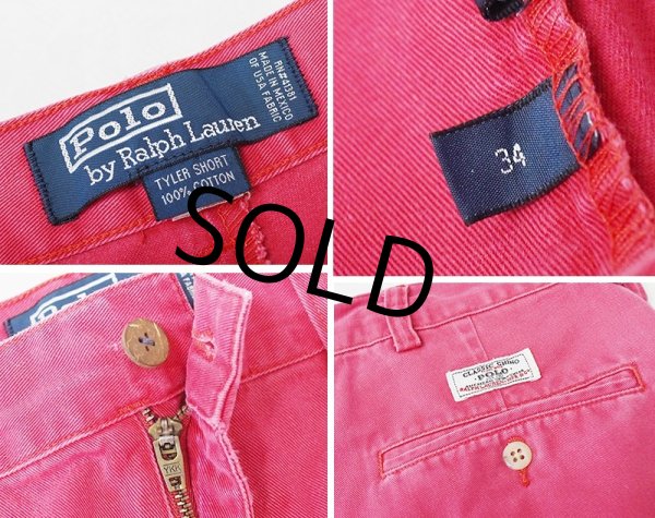 画像2: 【POLO RALPH LAUREN】オールドラルフローレン【TYLER SHORT】【赤】クラシックチノ【２タック】【ショートパンツ】【短パン】【コットンショーツ】【W34】  (2)