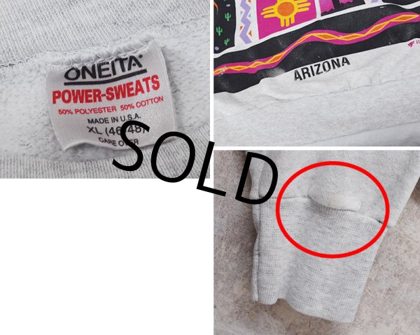 画像2: 90's【USA製】【ONEITA】【オニータ】【ビンテージ】【ARIZONA】【サボテン】【クルーネック】【スウェット】【サイズXL】  (2)