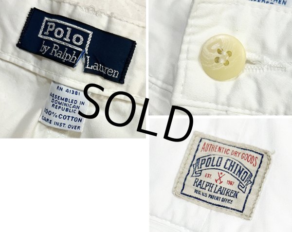 画像2: ビンテージ【POLO RALPH LAUREN】オールドラルフローレン【白】【２タック】ショートパンツ【短パン】【コットンショーツ】【W36】  (2)