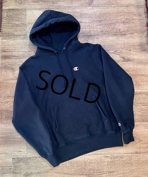 画像1: 【チャンピオン】【リバースウィーブ】【黒】【無地】胸ロゴ入り【パーカー】【サイズＭ】  (1)