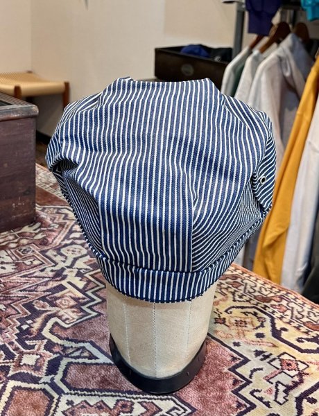 画像4: 70's【デッドストック】【ビンテージ】【ヒッコリーストライプ】【ワークキャップ】【サイズ7 3/8】59.5cm程度  (4)