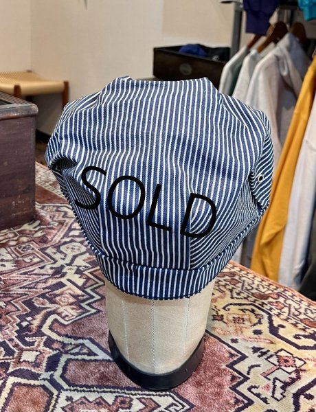 画像4: 70's【デッドストック】【ビンテージ】【ヒッコリーストライプ】【ワークキャップ】【サイズ7 3/8】５９.５cm程度  (4)