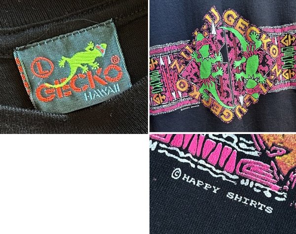 画像2: 【デッドストック】【USA製】【GECKO】ゲッコー【HAWAII】【ヤモリ】 黒【Tシャツ】【サイズL】  (2)