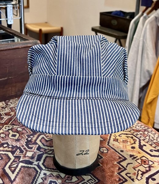 画像3: 70's【デッドストック】【ビンテージ】【ヒッコリーストライプ】【ワークキャップ】【サイズ7 3/8】59.5cm程度  (3)