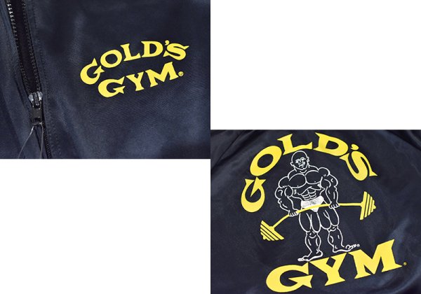 画像2: 【ビンテージ】【GOLD's GYM】ゴールドジム【黒×黄色ライン】【背面プリント入り】ジャージ【トラックジャージ】S程度  (2)