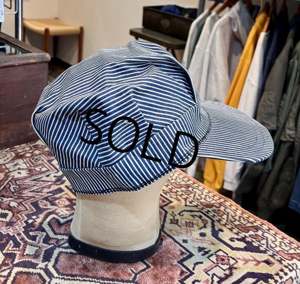 画像5: 70's【デッドストック】【ビンテージ】【ヒッコリーストライプ】【ワークキャップ】【サイズ7 3/8】５９.５cm程度  (5)