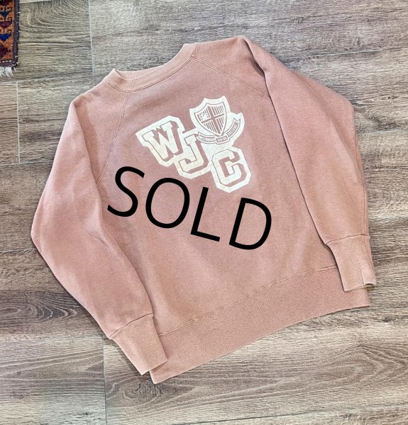 画像1: 60's~【ビンテージ】【WJC】【フロッキープリント】【山吹色】【スウェット】【サイズM程度】  (1)