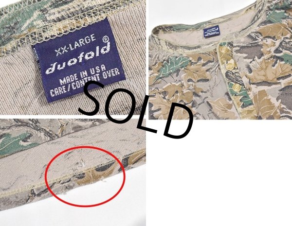 画像2: 90's ビンテージ【Duofould】【デュオフォールド】リアルツリーカモ 【カモ柄】【ヘンリーネック】ロンT【サイズXXL】  (2)