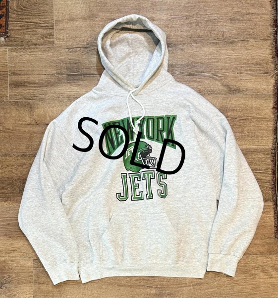 画像1: 90's【USA製】【ビンテージ】【Tultex】【タルテックス】NFL【NEW YORK JETS】ニューヨーク・ジェッツ【グレー】【パーカー】【サイズXL】  (1)