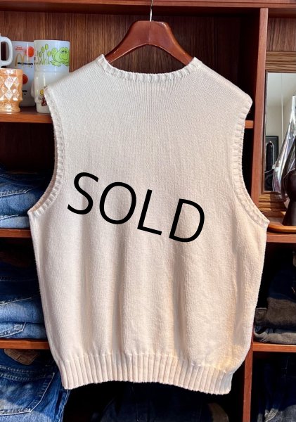 画像3: 程度良好!! 90's~【ビンテージ】【ラルフローレン】【生成り】Vネック【コットンニットベスト】胸ロゴ入り【サイズＬ】  (3)