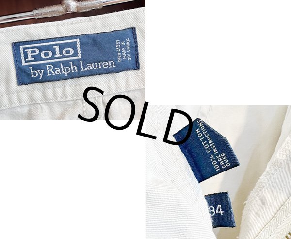 画像2: ビンテージ【POLO RALPH LAUREN】【ラルフローレン】【オフホワイト】【コットン】【POLO CHINO】カーゴショーツ【カーゴパンツ】半ズボン【短パン】【W34】  (2)