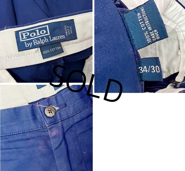 画像2: 90's【ラルフローレン】POLO RALPH LAUREN【ネイビー】ノータックコットンスラックス【コットンパンツ】【34ｘ30】  (2)