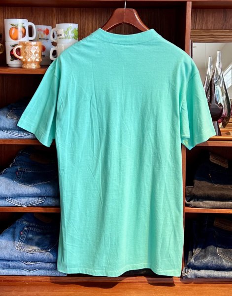 画像3:  デッドストック 90's【USA製】Wear Guard ウェアガード【ビンテージ】ライムグリーン 胸ポケット 無地 【Tシャツ】【サイズＬ】  (3)