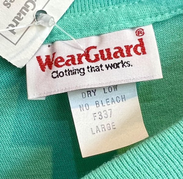 画像2:  デッドストック 90's【USA製】Wear Guard ウェアガード【ビンテージ】ライムグリーン 胸ポケット 無地 【Tシャツ】【サイズＬ】  (2)