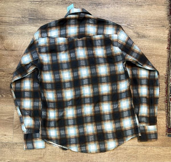 画像3: デッドストック【70's】ビンテージ【VAL MARK】ブラウンｘグレー【オンブレチェック柄】ネルシャツ【ウエスタンシャツ】【サイズＳ】  (3)
