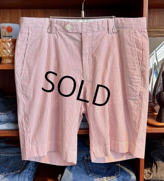 画像1: 【ブルックスブラザーズ】【BERMUDA SHORT】【赤×白】【シアサッカー地】【ストライプ柄】【ショートパンツ】【短パン】【W34】  (1)