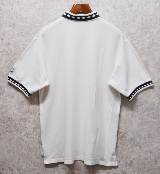 画像3: 【ビンテージ】【champion】チャンピオン【白×紺ひし形】コットン【ポロシャツ】【サイズL】  (3)
