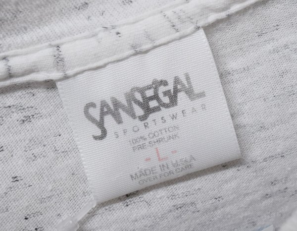 画像2: 90's~【USA製】【ビンテージ】Sansegal【サンシーガル】霜降り【白】動物【プリント】【Tシャツ】【サイズＬ】  (2)