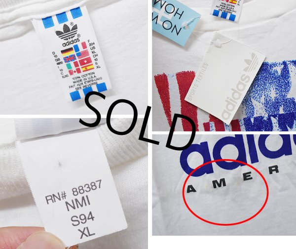 画像2: 【デッドストック】90's~【USA製】【ビンテージ】【ADIDAS】アディダス【白】ロゴ入り【Tシャツ】【サイズＸＬ】  (2)