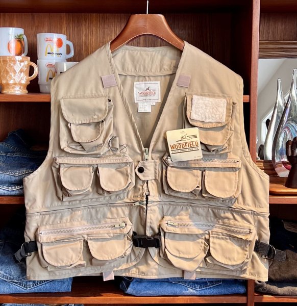 画像1: 新品未使用【ビンテージ】【WOODFIELD】【ベージュ】【ハンティングベスト】【フィッシングベスト】【サイズＬ】 (1)