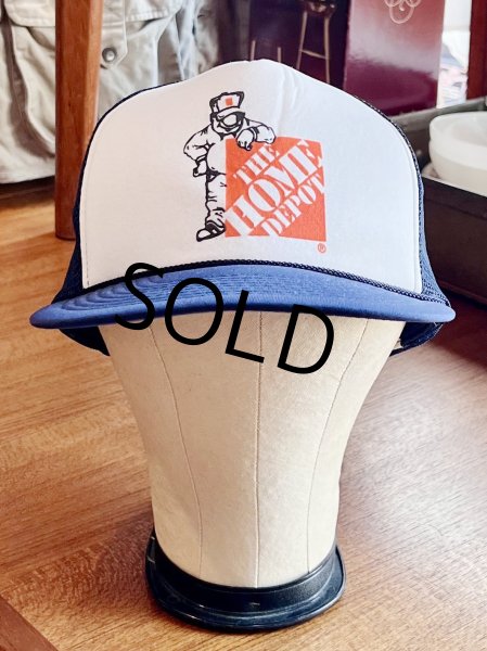 画像1: 80's~【ビンテージ】【THE HOME DEPOT】ホームデポ【紺×白】【メッシュキャップ】【トラッカーキャップ】【キャップ】サイズフリー  (1)