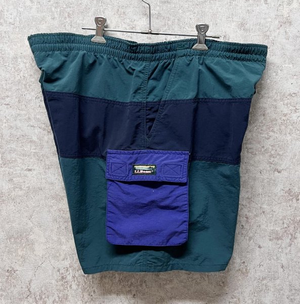 画像4: 【ビンテージ】【LLビーン】【L.L.bean】【紺x緑x紫】クレイジーパターン【ショーツ】【ナイロンショーツ】スウィムショーツ【L/G】  (4)