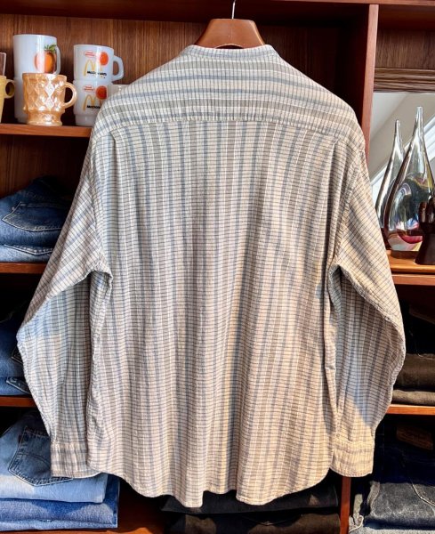 画像3: 90's【ビンテージ】【DOCKERS】ドッカーズ【チェック柄】バンドカラー【水色】立ち襟【コットンシャツ】【サイズＬ】  (3)