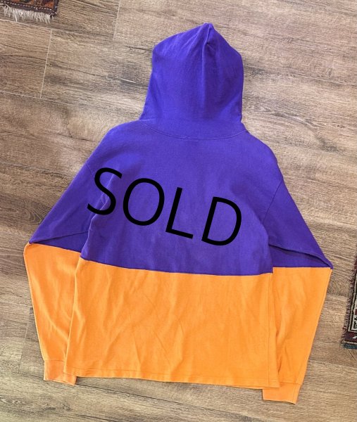 画像3: 90's【USA製】ビンテージ【チャンピオン】【Champion】【紫×オレンジ切り返し】コットン【パーカー】フーディー【サイズL】  (3)