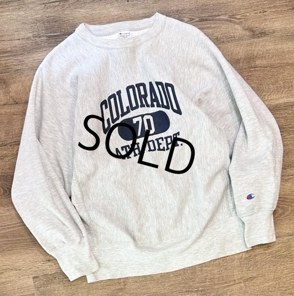 画像1: 90’ｓ【USA製】ビンテージ【Champion】【チャンピオン】【リバースウィーブ】COLORADO〜【カレッジスウェット】【グレー】【サイズL】  (1)