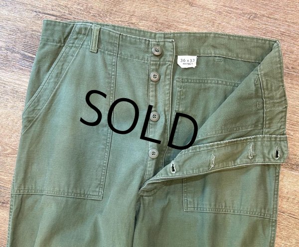 画像4: 【60's】【米軍実物】【ビンテージ】【U.S.ARMY】OG107【UFOボタン】Wステッチ【ボタンフライ】【ベイカーパンツ】【ユーティリティパンツ】【36ｘ33】  (4)