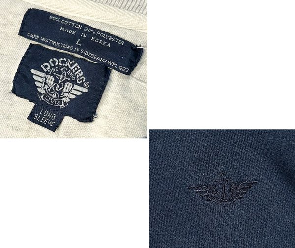画像2: 90's~【ビンテージ】【DOCKERS】ドッカーズ【リーバイス】【グレー×紺 切り返し】【クルーネック】【スウェット】【サイズL】  (2)