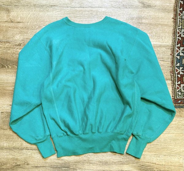 画像3: 90's【USA製】ビンテージ【champion】【チャンピオン】【リバースウィーブ】【エメラルドグリーン】【無地】【スウェット】【サイズL】  (3)