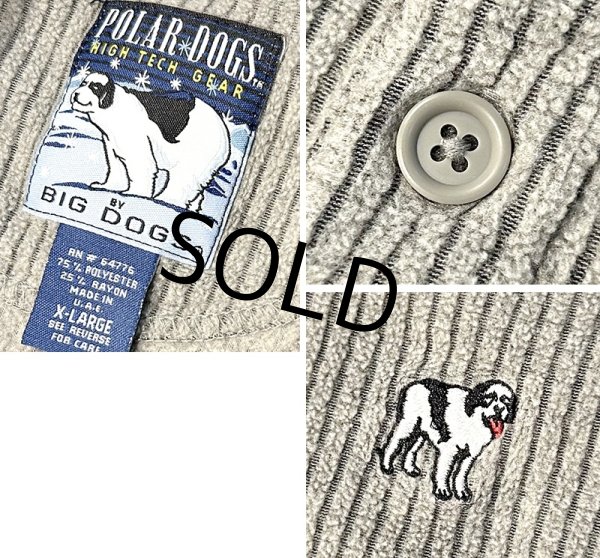 画像2: 【ビンテージ】【POLAR DOGS】ビッグドッグス【グレー】犬刺繍【コーデュロイ風】ヘンリーネックスウェット【サイズXL】  (2)