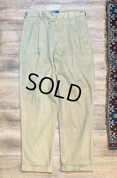 画像2: 【ラルフローレン】POLO RALPH LAUREN【ビンテージ】【ベージュ】【2タック】【コットンパンツ】【34×32】  (2)