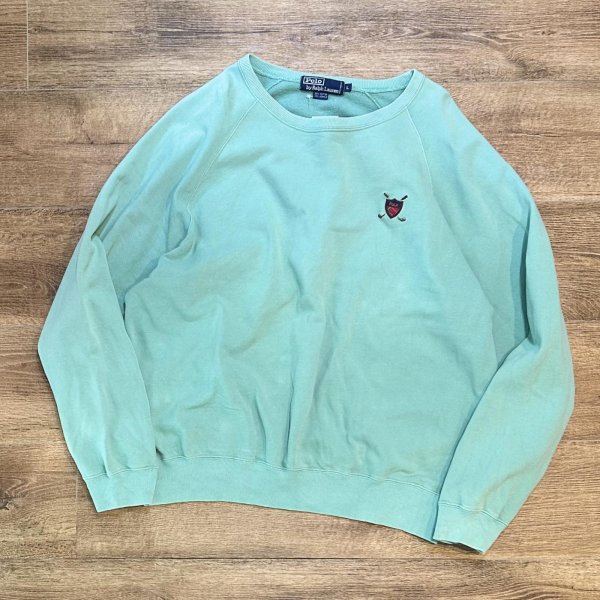 画像1: 90’s【ビンテージ】【ラルフローレン】【コバルトグリーン】【スウェット】【サイズL】  (1)