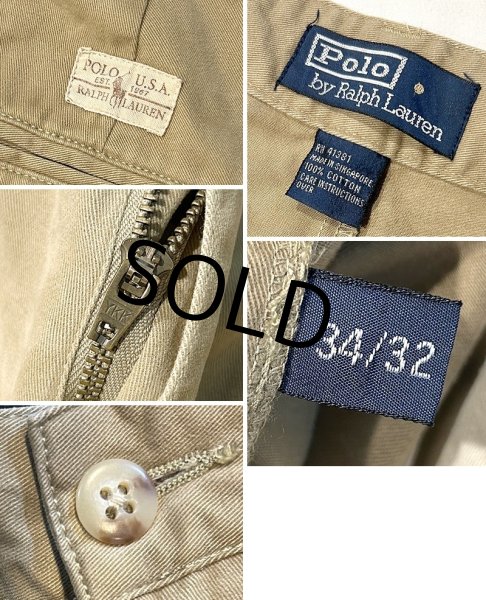 画像3: 【ラルフローレン】POLO RALPH LAUREN【ビンテージ】【ベージュ】【2タック】【コットンパンツ】【34×32】  (3)